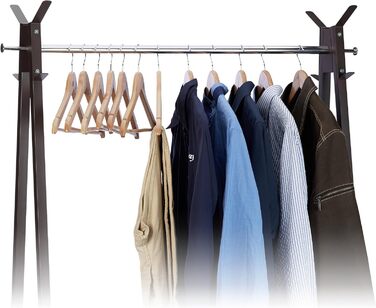 Relaxdays Clothes Hanger Set, 48 Wooden Pant Hangers, Wardrobe Hangers, 360° Swivel Hooks, WxH: 22.5x44.5cm, natural/silver