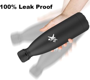 Термос-пляшка спортивна Grsta 750 мл, з нержавіючої сталі, подвійні стінки, BPA-Free, для кемпінгу, подорожей та спорту (чорний)