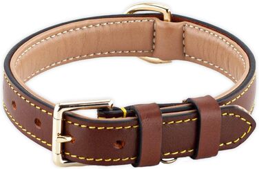 Нашийник для собак Brute Strength з натуральної шкіри, чорний, з чорними швами (M, 36-43 см)