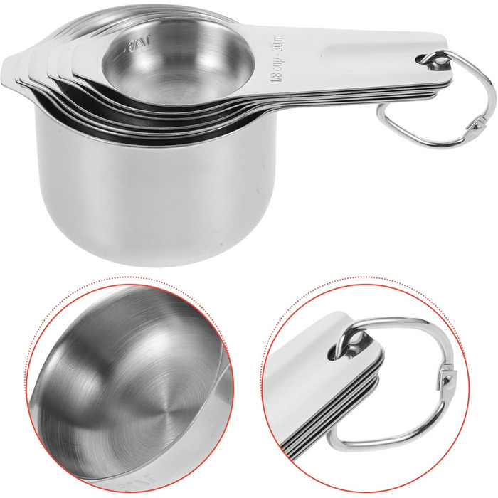 4-Piece Baking Tool Set: Spatula Holder Clip, Coffee Measuring Spoon, Measuring Cup, Mug, Shot Glass, Measuring Pitcher, Cup Sizes, Large Cup, Silver, Stainless Steel