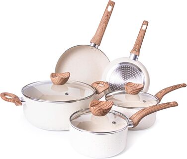 Non-stick cookware set - Induction cooktop cookware set - 5-piece kitchen cookware with lids - Cooking cream granite pot pots and pans - from Nuovva