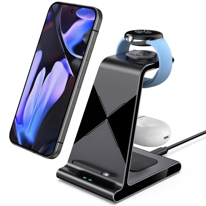 Бездротова зарядка для Google Pixel Watch 3/2 та Pixel 9 Pro/XL/9a/9/8a/8/Pixel 7/7a/7/6/5/4/3, Pixel Buds Pro/2 (без адаптера)