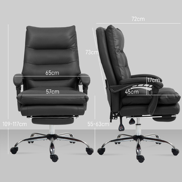 Vinsetto Office Chair with Massage Function, Ergonomic Desk Chair with Reclining Function, Heating Function, Adjustable Height Computer Chair with Footrest, Swivel Function, Black | Aosom