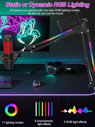 Кріплення для мікрофона YOUSHARES RGB, сумісне з Seiren Mini, V3 Mini/Chroma, Razer Seiren V2 X/Pro, Seiren X