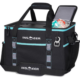 Сумка-холодильник INSMEER 40L, XXL - для пікніка, кемпінгу, пляжу, подорожей. 60 банок, з відкривачем, посилені борти, 2 тримачі для чашок