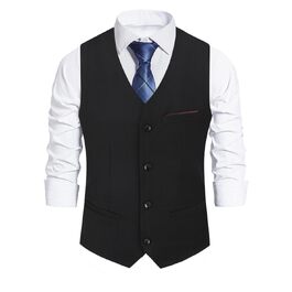 Чоловіча класична жилетка Allthemen Slim Fit з V-подібним вирізом для костюма, весіль та бізнесу, чорна, розмір L
