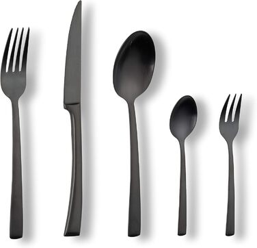 ECHTWERK Tableware Set Avelino, Black Edition, 20-piece, cutlery set for up to 4 people, 18/10 stainless steel, matte finish, high-quality cutlery set, for dining table, table decoration for weddings & festive occasions.