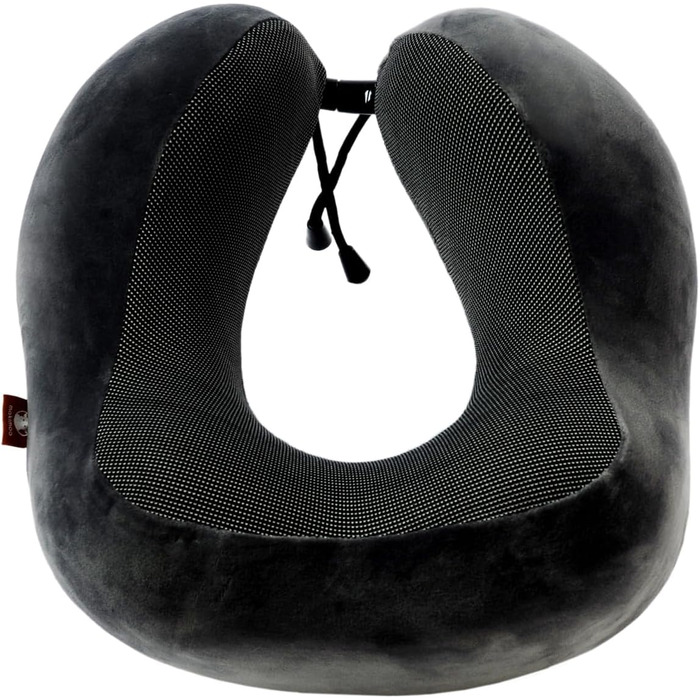 Подушка для шиї з піною з пам'яті, 360-градусна підтримка голови, зручна та легка, ідеальна для сну в літаку, авто, поїзді, автобусі та вдома, з чохлом для зберігання (Сіра)