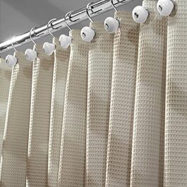mDesign Luxury Shower Curtain - Cotton Blend Fabric - 180 x 180 cm, Color: Beige - Curtain for Bathroom - Shower, Bathtub - Easy Care, Taupe 180 x 180 cm