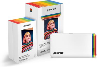 Polaroid Hi-Print 2-ге покоління: Bluetooth-принтер для фотографій 2x3 дюймів (білий) + фільм