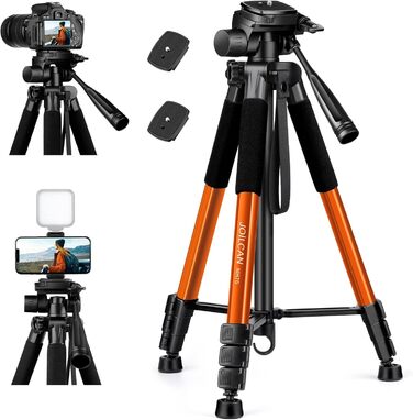 Штатив для камери JOILCAN 165см, алюміній, 5.5кг, з чохлом, для Canon, Nikon, Sony, смартфонів