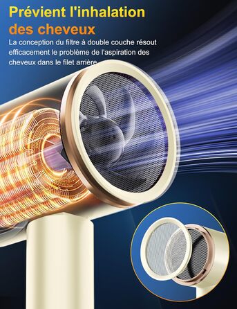 Професійний фен 2400W з іонізацією, складний, для подорожей, з насадкою-дифузором та чохлом (Бежевий)