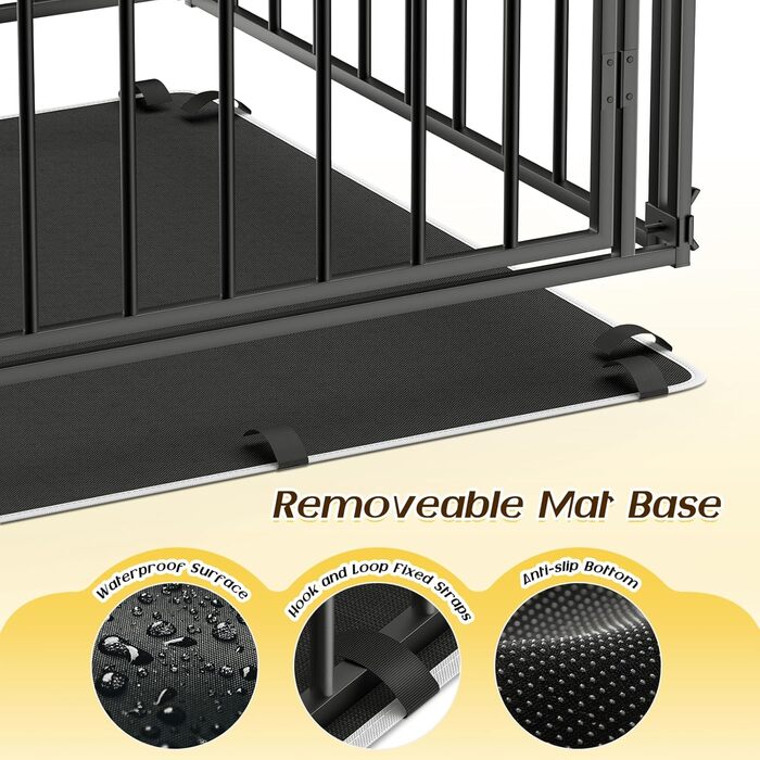 Міцний собачий переносний клітка Pawaboo 56 дюймів: надійний, анти-гризун, з килимком, металевий вольєр для собак з замком, чорний