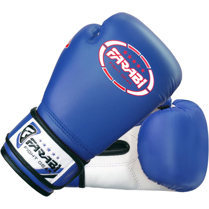 Дитячі боксерські рукавички Farabi Sports 8oz/6oz - для боксу, ММА, муай-тай, кікбоксингу, спарингу та тренувань (блакитні)