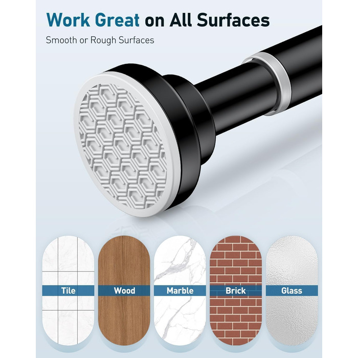 Штанга для душу Uniclife без свердління, 82–204 см, регульована, нержавіюча сталь, для ванної, вікна, шафи (чорна)