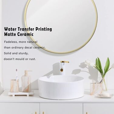 Набір аксесуарів для ванної кімнати з кераміки, 4 шт., в ретро-стилі, з водонепроникним друком, стійкий колір, себорезонатор та тримач для зубних щіток, бежевий