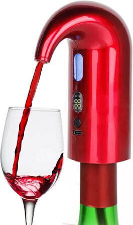 Electric Wine Aerator Pourer, Portable One-Touch Wine Decanter and Wine Dispenser Pump for Red and White Wine Multi-Smart Automatic Wine Oxidation Dispenser, USB Rechargeable (Rot01)