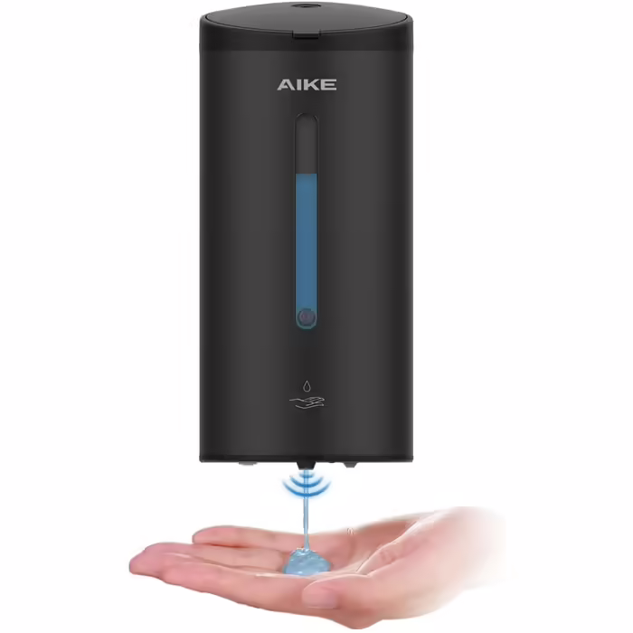AIKE AK1205 Automatic Soap Dispenser Wall Mount Matte Black, 800ml Commercial Automatic Liquid Soap Dispenser Wall Mounted, 5-Speed Adjustable
