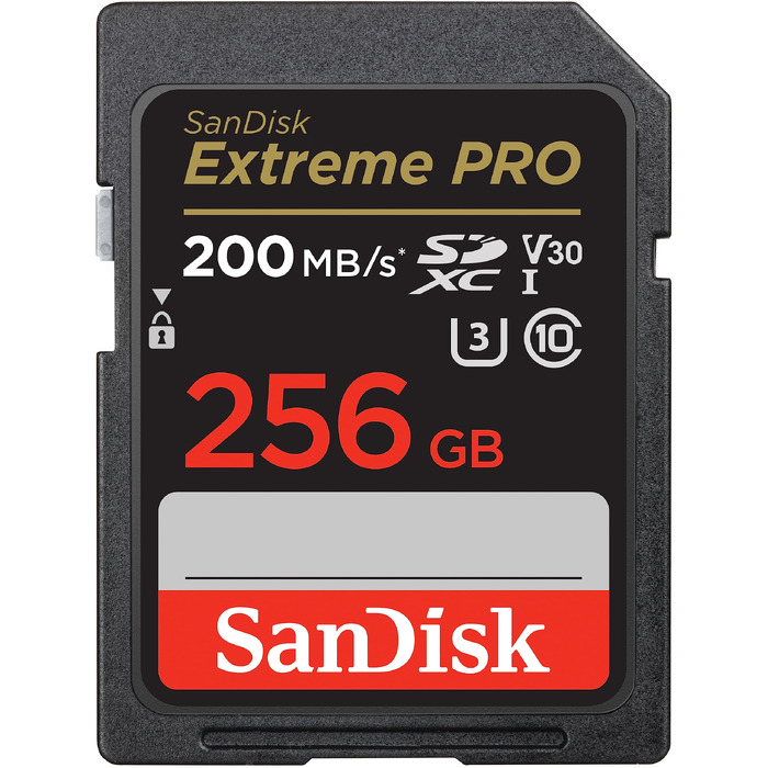 Карта пам'яті SanDisk Extreme PRO SDXC UHS-I 256 GB V30 U3 (швидкість до 200 МБ/с) для 4K UHD відео