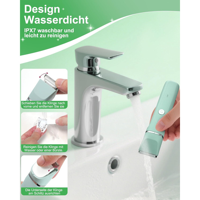 Електричний жіночий триммер 3-в-1 для тіла та обличчя, водонепроникний, зелений