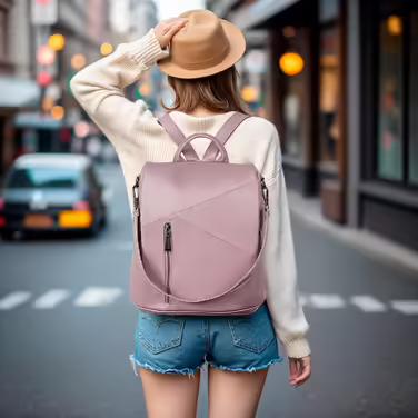 molshine Anti-Theft Backpack made from vegan leather, fashionable casual bag, travel daypack, shoulder backpack, handbags for women and men HB041 (Violet/Purple)
