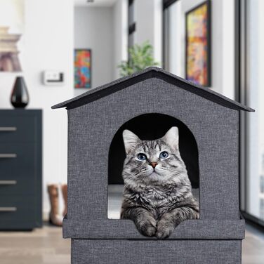 Кіт Будинок Relaxdays з тканини, кіт-печера з 2 входами, 71,5 x 62,5 x 44 см, складаний, темно-сірий