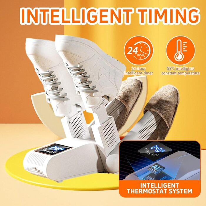 Електричний сушильник для взуття Schuhtrockner на 2 пари з таймером та UV-лампою, для футболок та лижних черевиків, білий