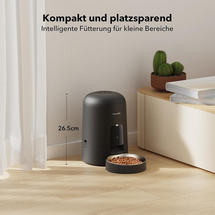 Автомат годування котів PETLIBRO з Wi-Fi, чорний, 2L, з мискою з нержавіючої сталі