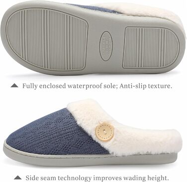 Чантому: жіночі домашні тапочки з меморі-піною, плюшеві, теплі, антиковзні, для дому та вулиці, розмір 40/41 EU, темно-синій