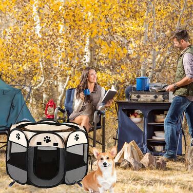 Портативний вольєр для цуценят та дрібних тварин, розкладний, з кріпленням на присосках, сірий