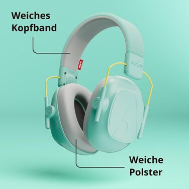 Дитячі навушники шумозаглушення Alpine Muffy – комфортний захист вух для дітей до 16 років, регульоване наголов'я, м'ятний колір