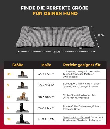 Підстилка для собак Cord з наповнювачем XS – Антиковзаюча – М'яка підстилка для собак – Комфортне місце для відпочинку - Виготовлено в Німеччині (Антрацит, 55x75 см)