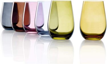 Stölzle Lausitz Water Glasses Set Elements Mediterranean Mix 465 ml to the brim / Set of 6 Water Glasses Dishwasher-safe, high break resistance / Drinking Glasses Set Crystal Glass / Juice Glasses Set