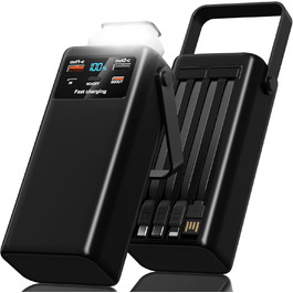 Power Bank 60000mAh 45W з LED-дисплеєм та 7 виходами - Зовнішній акумулятор для кемпінгу та подорожей, чорний