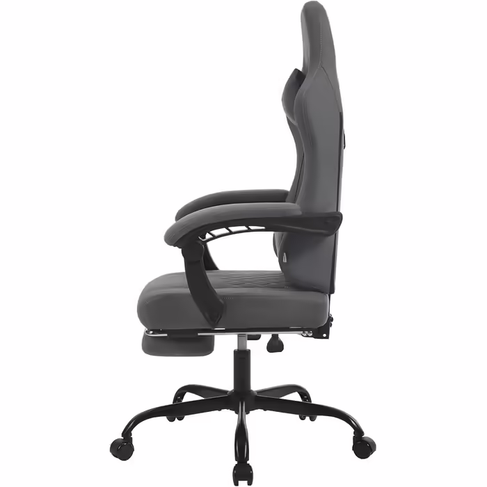 WOLTU Gaming Chair with Massage Function, Computer Chair with Pocket Spring Cushion, Ergonomic Gamer Recliner, Swivel Chair with Headrest, Lumbar Pillow, Footrest, 150 kg, Tech Fabric, Grey + Yellow, GS07gr Grey Tech Fabric