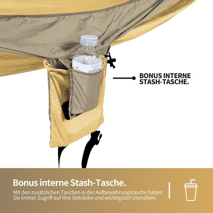 Гамак для відпочинку на відкритому повітрі на 2 особи | Міцний гамак з навантаженням до 300 кг | Подвійний гамак з комплектом кріплень | Наметний гамак з нейлону для подорожей | 290x170 см (жовтий, у вигляді кленового листка)