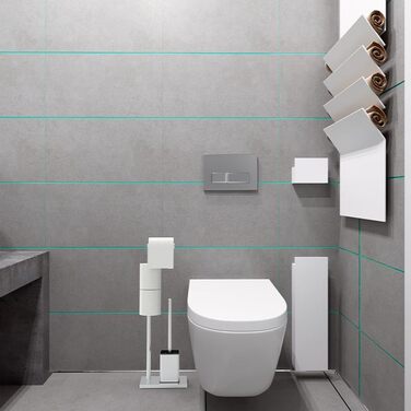 Тримач туалетного паперу з щіткою для унітазу YUET, гальванічне покриття, нержавіюча сталь, стоячий, білий