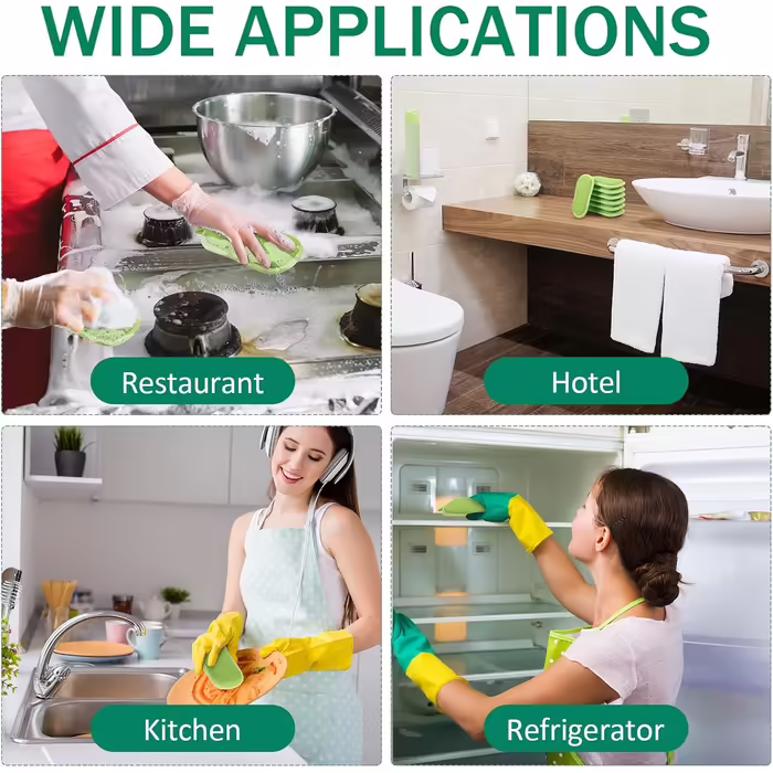 Multi-Purpose Sponges, Scratch-Resistant, Microfiber Sponge, Cleaning, Dish Scrubber, Reusable Dish Sponges for Dishwashing, along with robust scrubbing power (green), 24 pieces