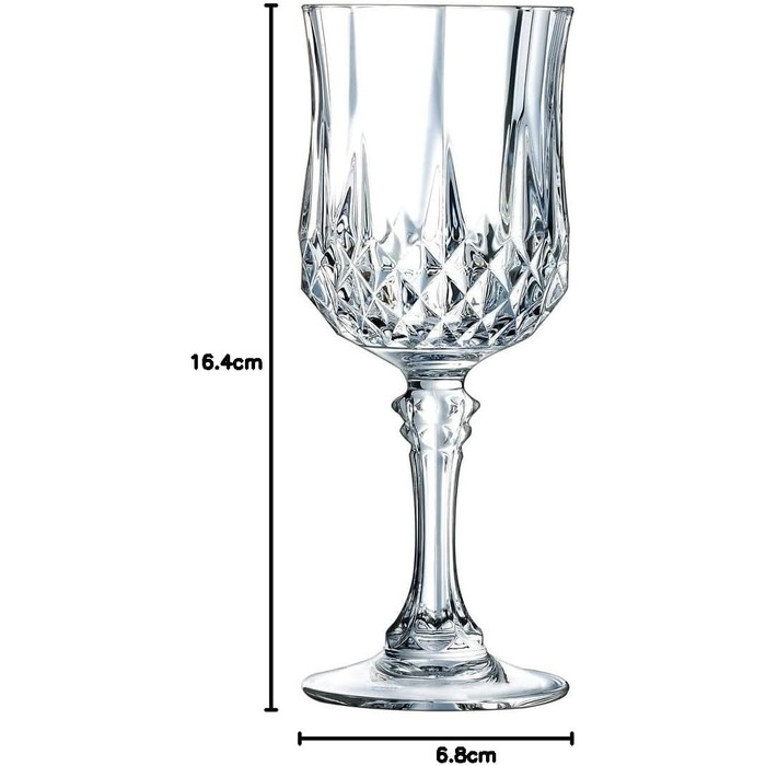 Cristal d'Arques Paris Longchamp - Wine Glass 170ml - Set of 6 - made of Kwarx - reinforced packaging - Shine, transparency, and high resistance