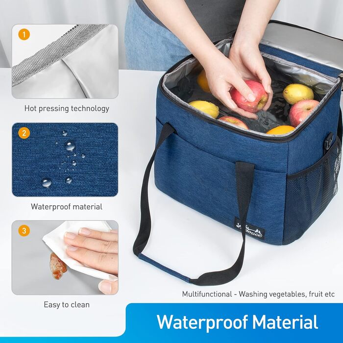 Термосумка Viedouce 30L: ізольована сумка-холодильник для пікніків, кемпінгу та подорожей (блакитна)