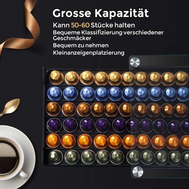 Тримач для капсул Nespresso MASTERTOP - органайзер для 60 капсул, скло, з мікрофіброю