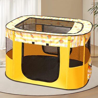 Клітка-манеж для цуценят та домашніх тварин, 70x55x40 см, жовта. Підходить для собак, кроликів, котів та морських свинок.