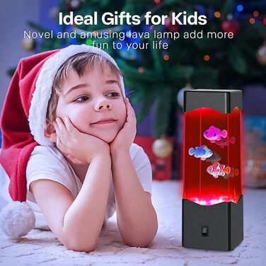 SENCU Aquarium Lamp, Lava Lamp Kids Room Reading Lamp Water Column with Fish USB Powered/Battery Operated Mood Light Fantasy, Night Light Living Room Decor Bedroom (Black)