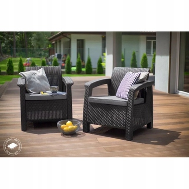Комплект садових меблів Curver Keter Corfu II DUO, сірий, 2 предмети