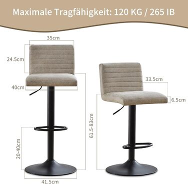 JYMTOM Adjustable Bar Stools Set - Velvet Upholstered Swivel Counter Stools for Bar, Kitchen, Bistro, Cafe & Dining Room (Set of 4, Beige)