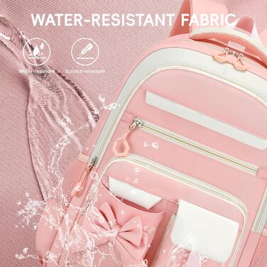 Шкільний рюкзак для дівчинки 3 в 1: рюкзак, ланч-бокс, пенал. Kawaii дизайн, 3-7 клас, антикрадійний, 24L, рожевий