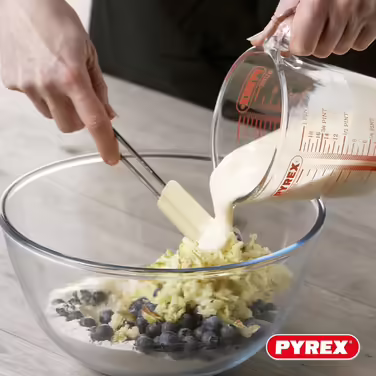 Pyrex Classic Set with 3 Cleaning Bowls, Capacity 0.25 l + 0.5 l + 1 l, Glass, 8023508, Transparent, 3 Pieces (1 Pack), 3