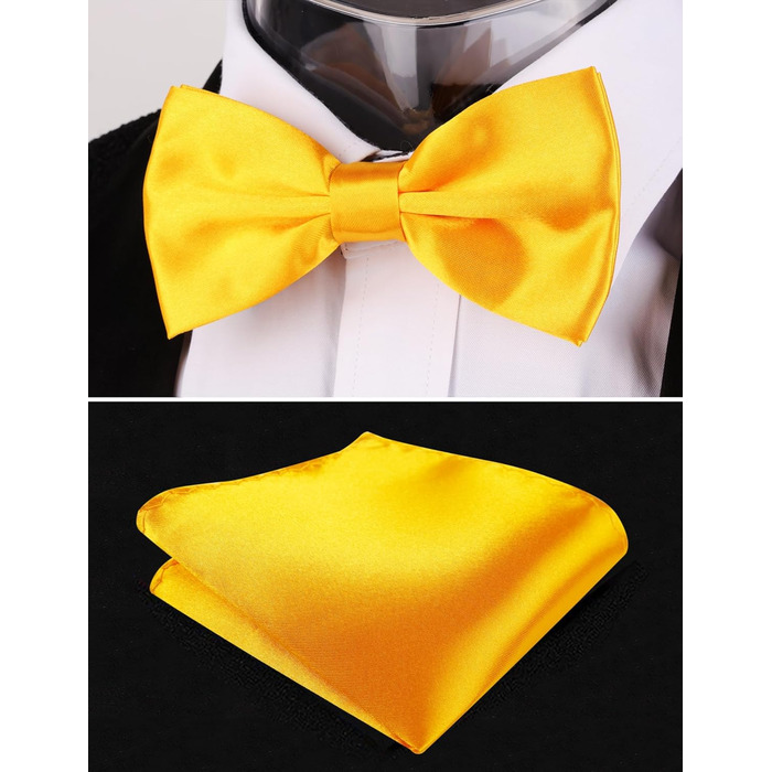 Метелик Alizeal чоловічий однотонний, з підтяжками та нагрудною хусткою (Золото-Жовтий, 132)