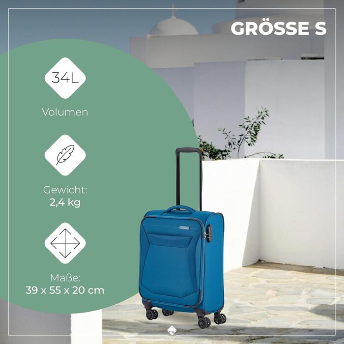 Набір валіз Travelite Chios (L/M/S) Petrol: міцний корпус, ручна поклажа, IATA