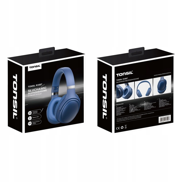 Бездротові навушники TONSIL R35BT (сині), накладні, Bluetooth / SD / FM
